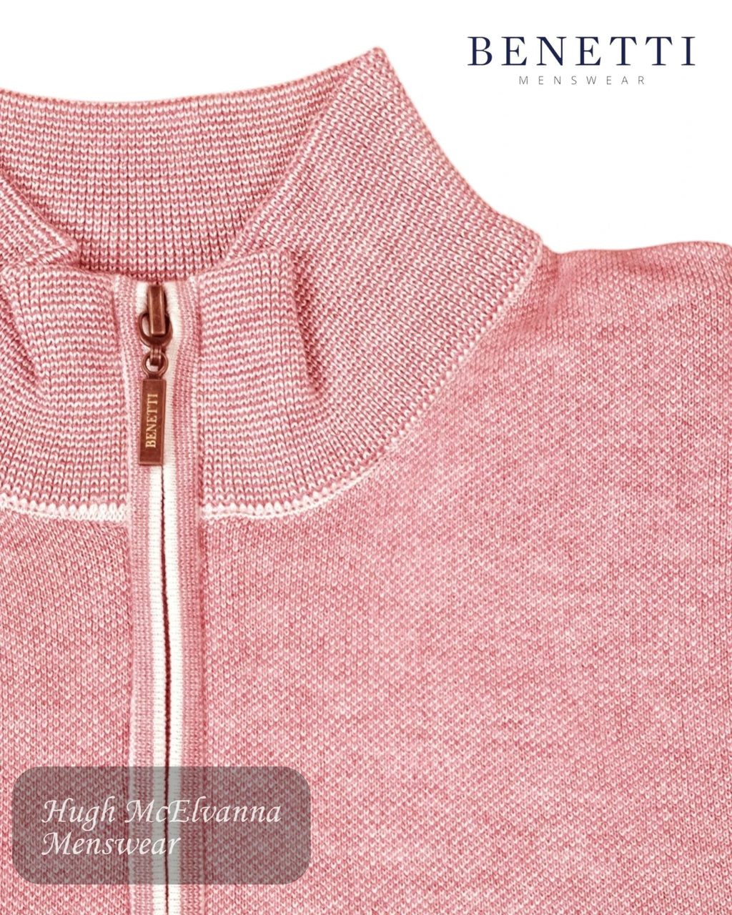 Benetti Julius 1/4 Zip Pullover - Rose - Hugh McElvanna Menswear