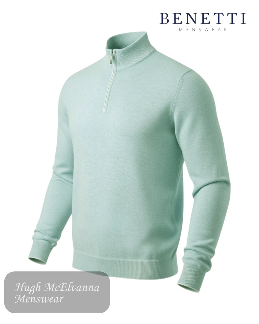 Benetti Julius 1/4 Zip Pullover - Sage - Hugh McElvanna Menswear