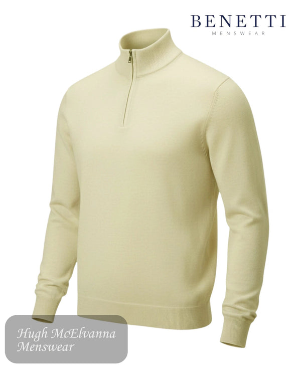 Benetti Julius 1/4 Zip Pullover - Stone - Hugh McElvanna Menswear