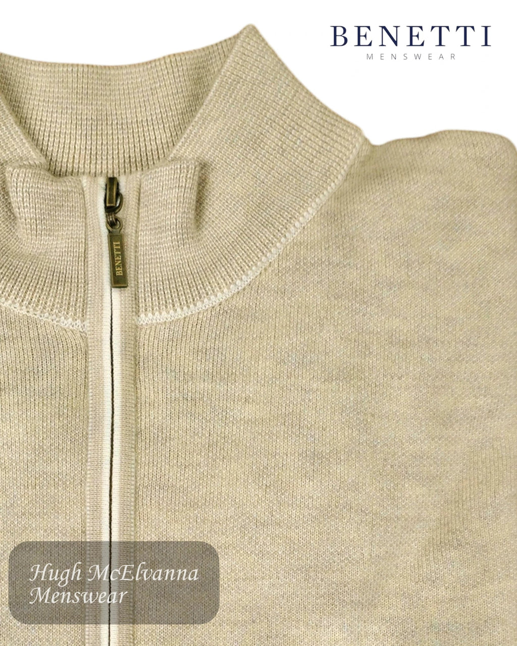 Benetti Julius 1/4 Zip Pullover - Stone - Hugh McElvanna Menswear