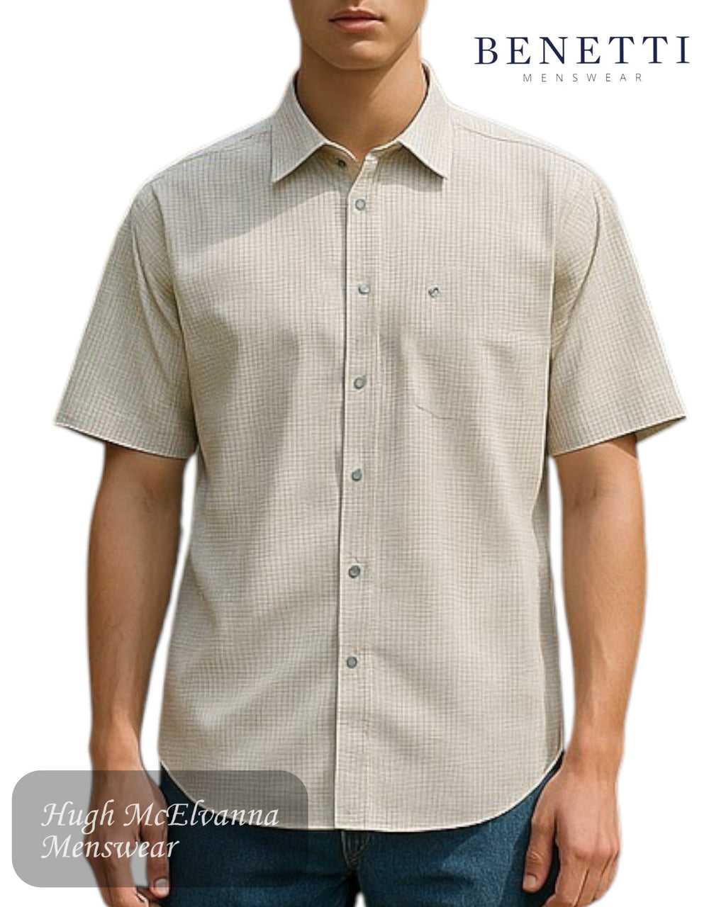 Benetti LUKE Design Tab Collar Short Sleeve Shirt - Hugh McElvanna Menswear