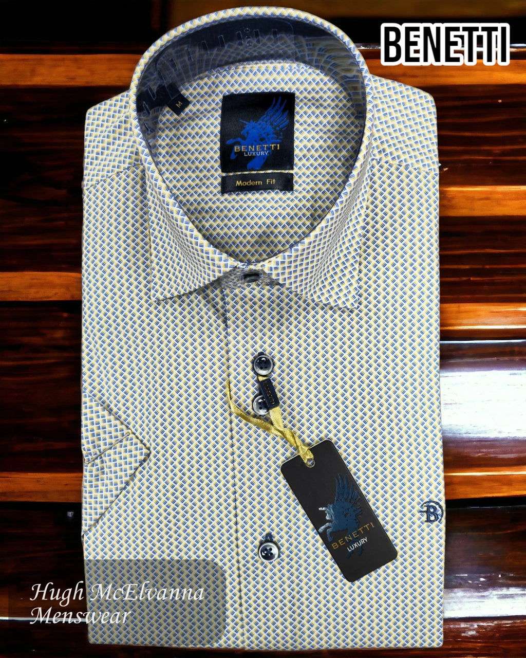 Benetti LUKE Design Tab Collar Short Sleeve Shirt - Hugh McElvanna Menswear