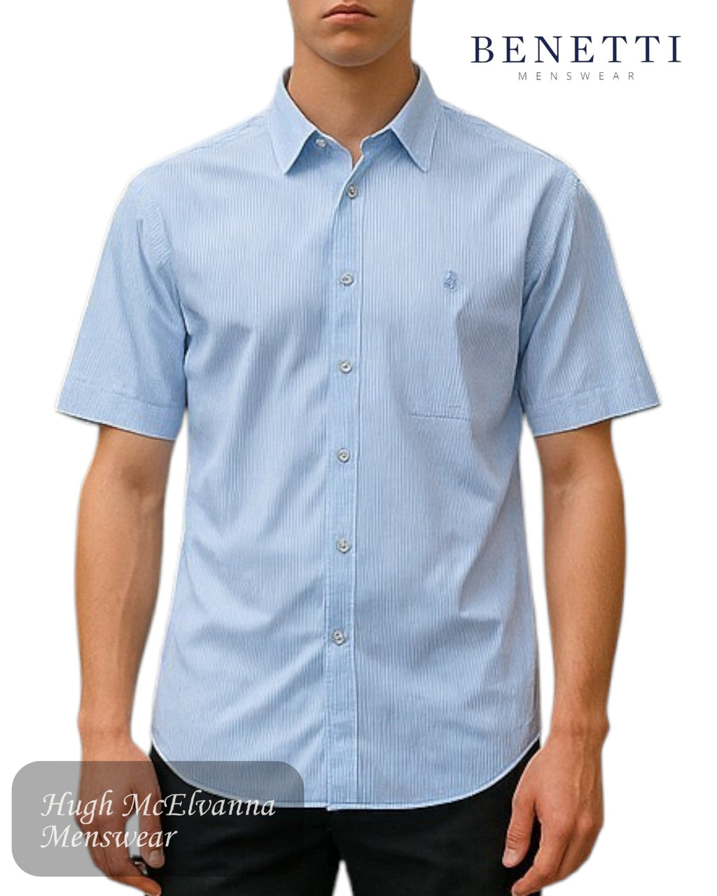 Benetti LUKE Design Tab Collar Short Sleeve Shirt - Hugh McElvanna Menswear