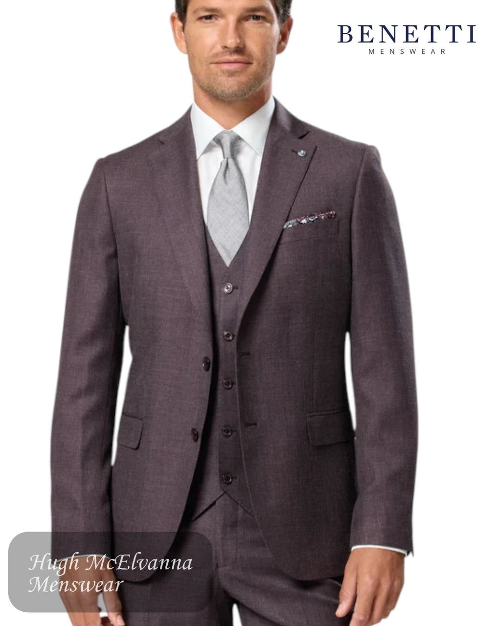 Benetti Marco Grape Suit Waistcoat - Hugh McElvanna Menswear