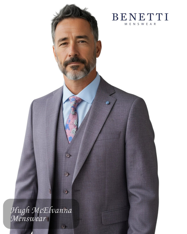Benetti Marco Grape Suit Waistcoat - Hugh McElvanna Menswear