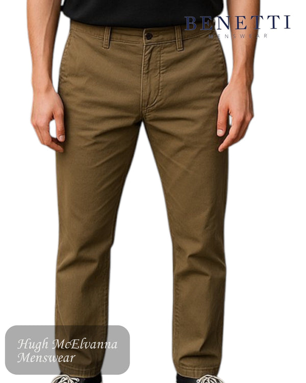 Benetti MARK Taupe Chino – Tapered Fit Stretch Cotton Men’s Chinos - Hugh McElvanna Menswear