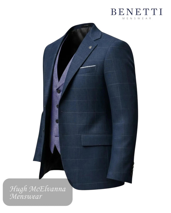 Benetti Oslo Tapered Fit Men’s Suit with Contrast Waistcoat - Hugh McElvanna Menswear