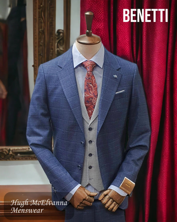 Benetti Oslo Tapered Fit Men’s Suit with Contrast Waistcoat - Hugh McElvanna Menswear