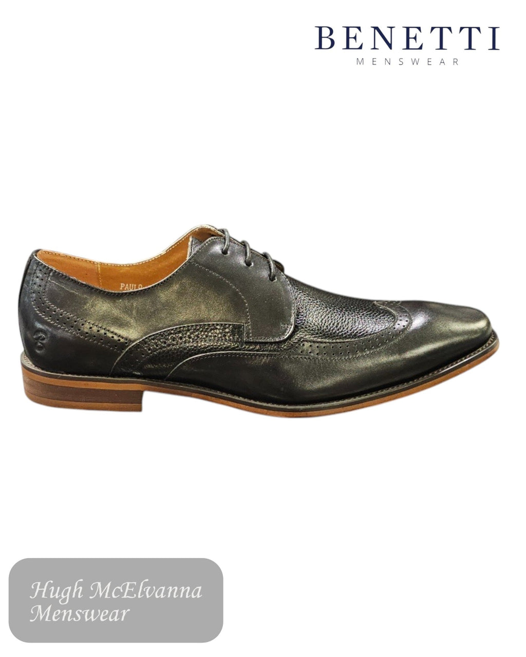 Benetti PAULO Black Leather Lace - Up Dress Shoe - Hugh McElvanna Menswear
