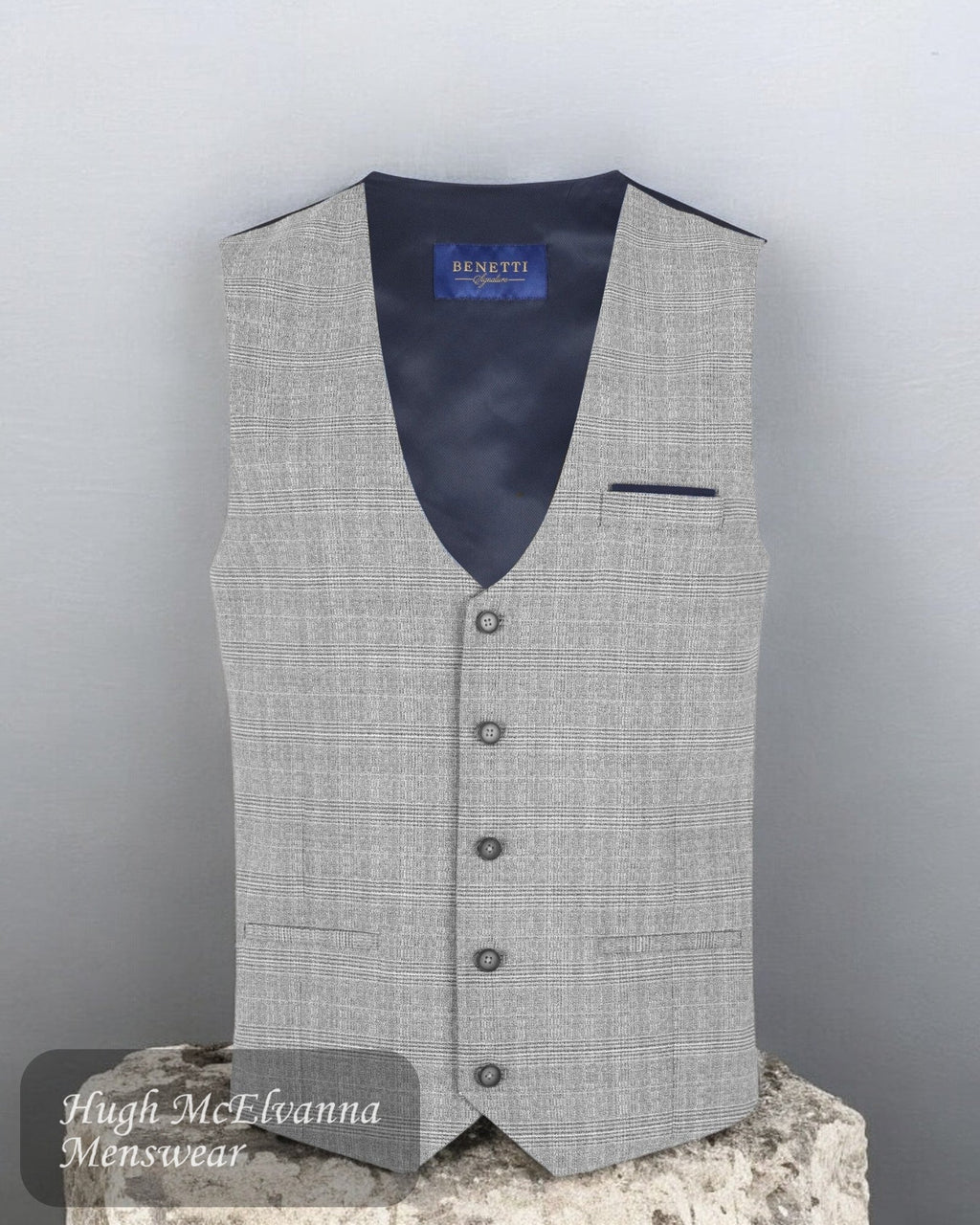 Benetti PHILIP Silver Waistcoat - Hugh McElvanna Menswear