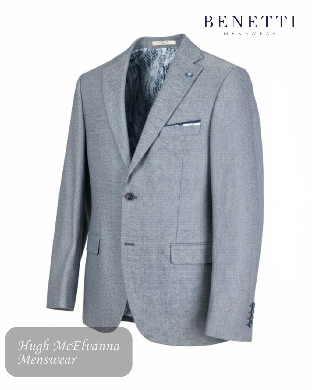 Benetti Pisa Blue Wool Rich Jacket - Hugh McElvanna Menswear