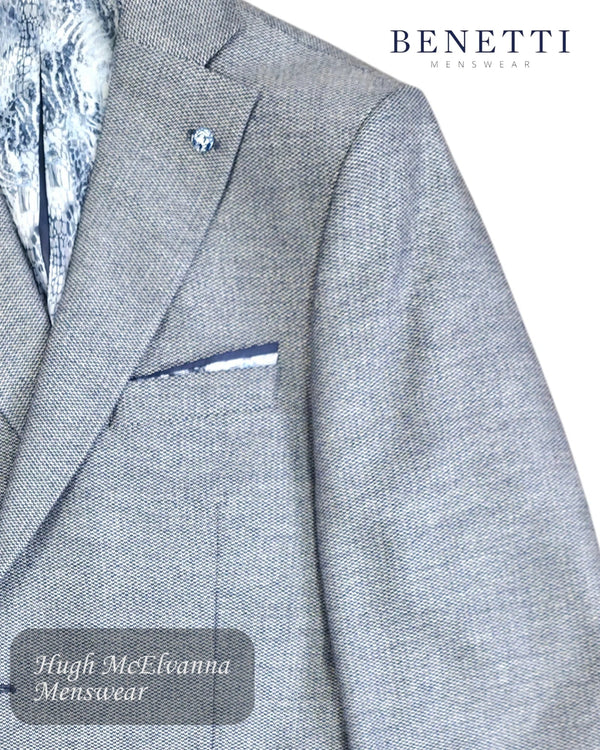 Benetti Pisa Blue Wool Rich Jacket - Hugh McElvanna Menswear