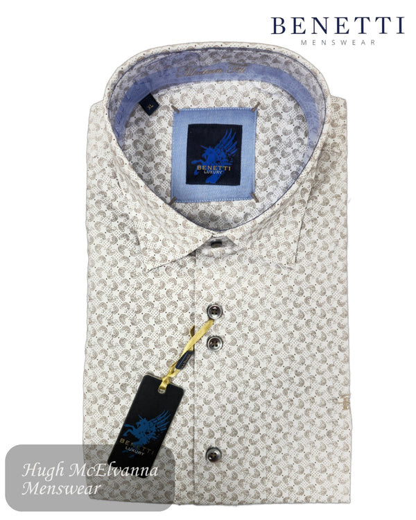 Benetti Rio Coffee Long Sleeve Shirt - Hugh McElvanna Menswear