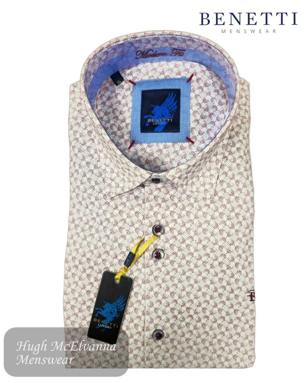 Benetti Rio Wine Long Sleeve Shirt - Hugh McElvanna Menswear