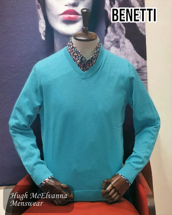 Benetti Teal V - Neck Pullover - DK459 - Hugh McElvanna Menswear