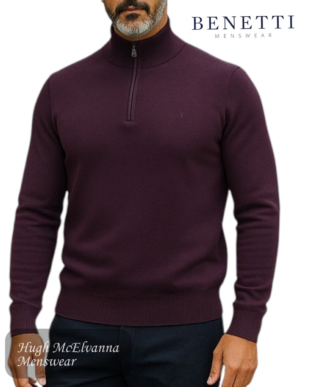 Benetti VERONA Quarter Zip Sweater - Hugh McElvanna Menswear
