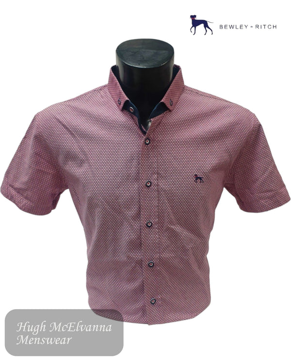 Bewley & Ritch 'PINKY' Dark Pink Short Sleeve Slim Fit Shirt - Hugh McElvanna Menswear