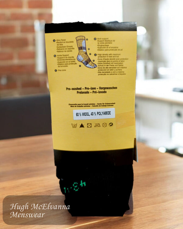 Black Wool - Blend 2 Pack Work Socks - Hugh McElvanna Menswear