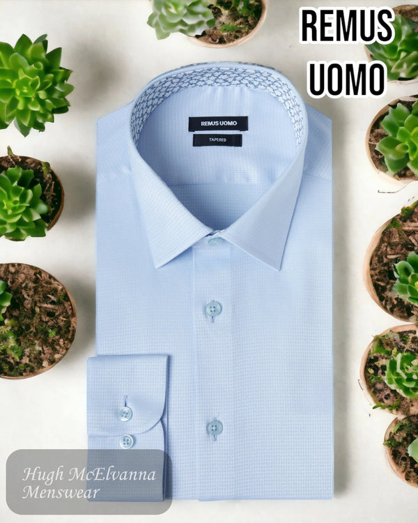 Blue Stretch Tapered Fit Mens Shirt Style: 18677/21 - Hugh McElvanna Menswear