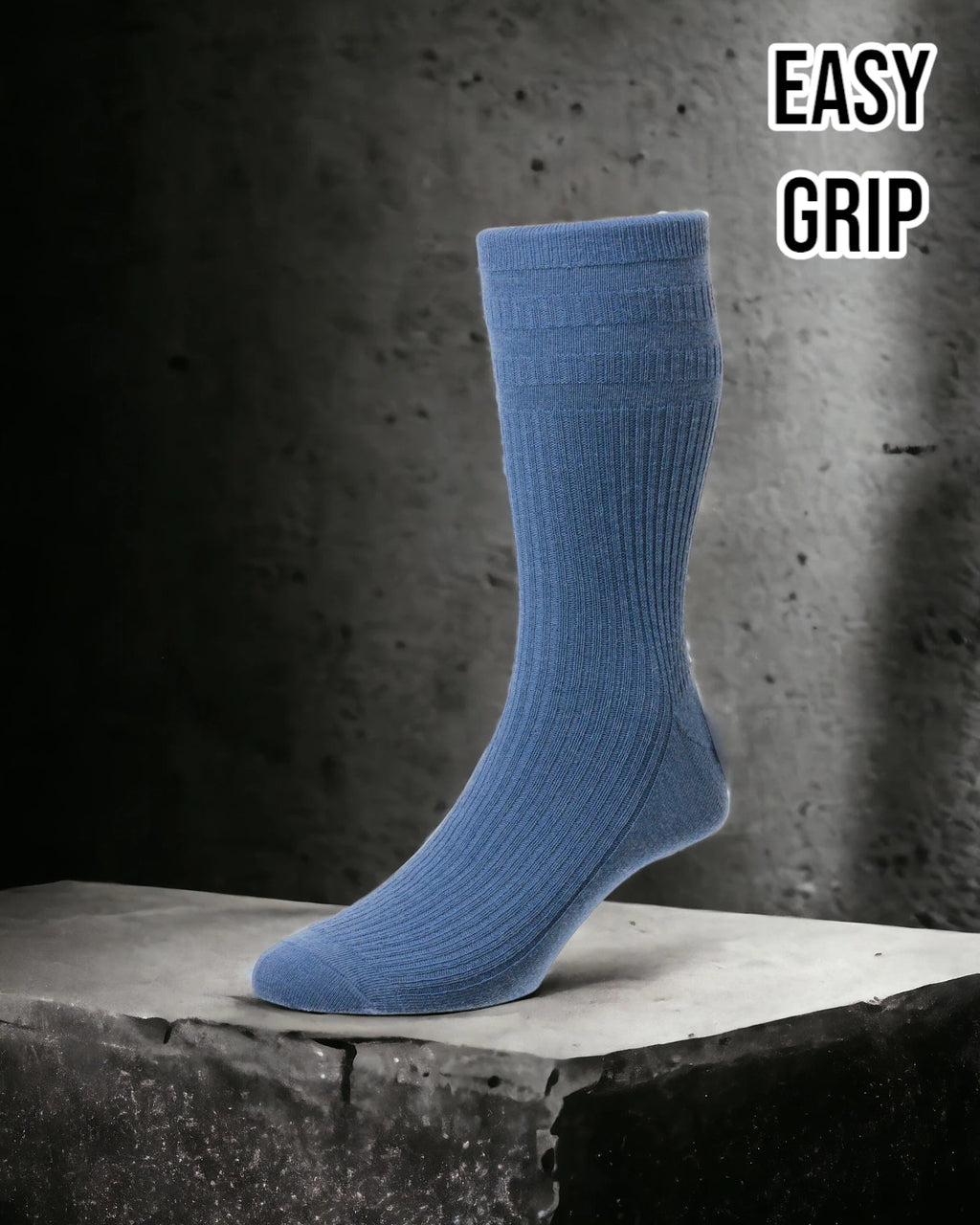 Blue Wool Rich Easy Grip Socks - Hugh McElvanna Menswear