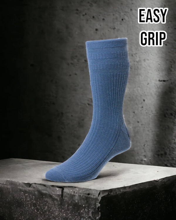 Blue Wool Rich Easy Grip Socks - Hugh McElvanna Menswear