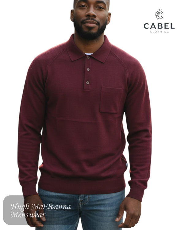 Cable 3 Button Long Sleeve Polo Pullover - Hugh McElvanna Menswear
