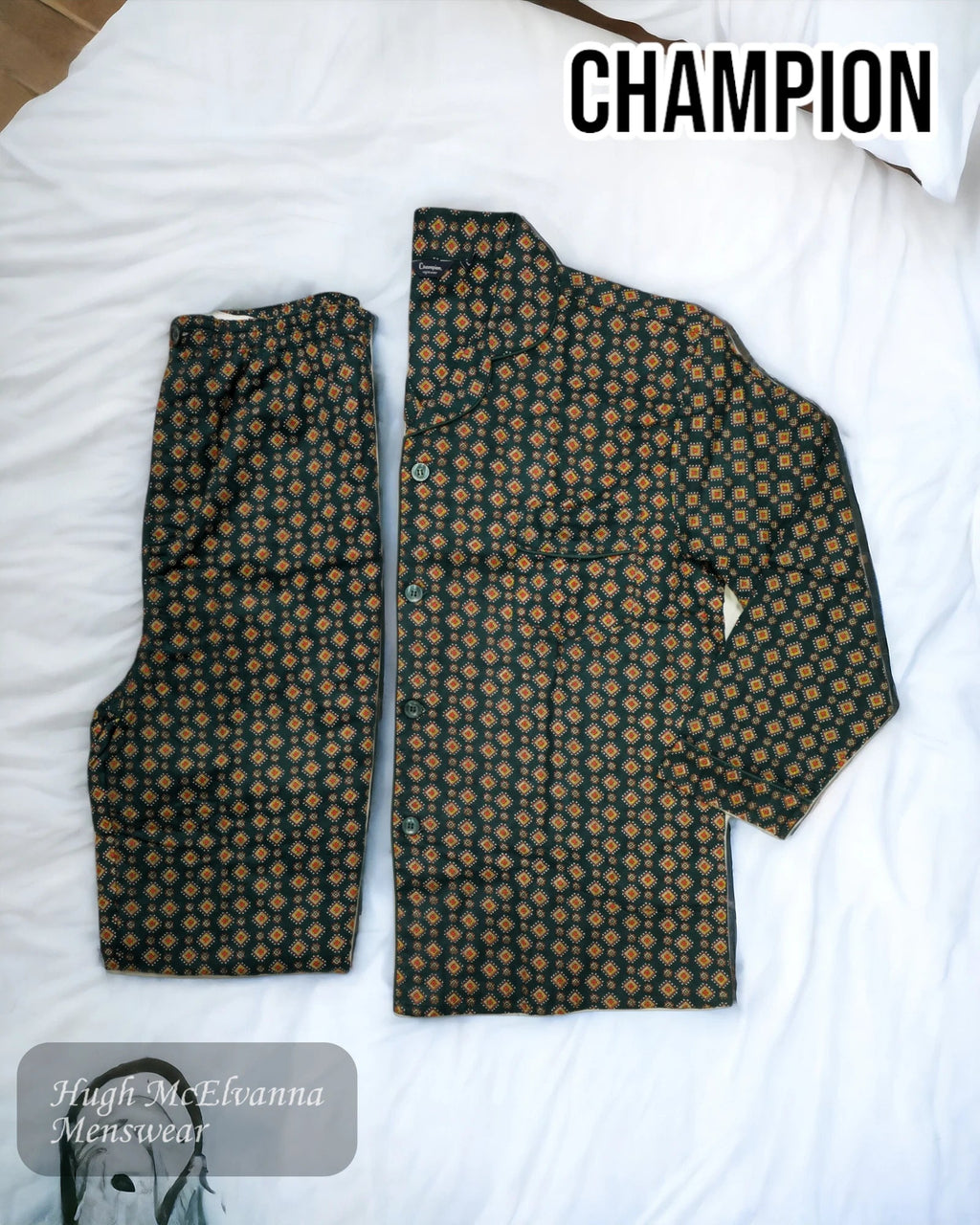 Champion Green Brushed Cotton Pyjamas Set - Hugh McElvanna Menswear
