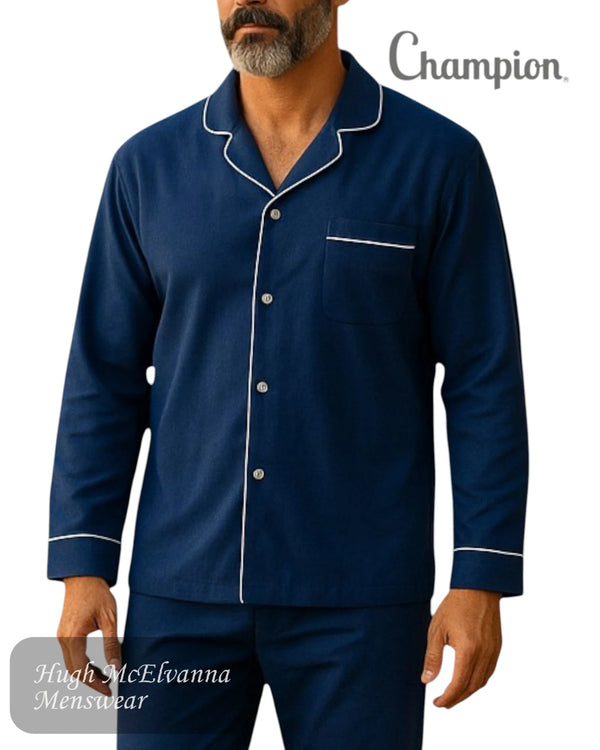 Champion Men's Navy Poly - Cotton Pyjama Set - Hugh McElvanna Menswear