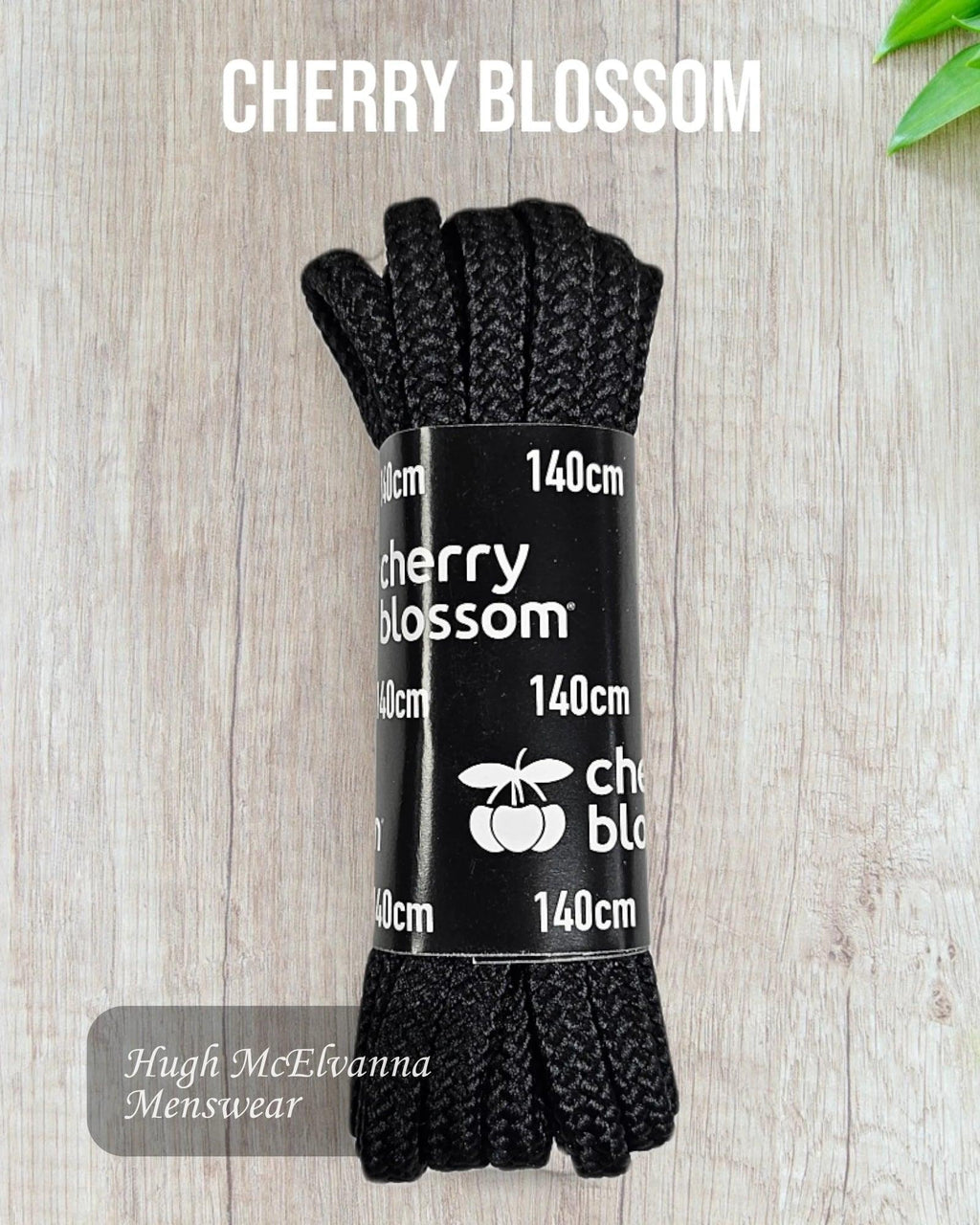 Cherry Blossom Black 140cm Boot Laces - Hugh McElvanna Menswear