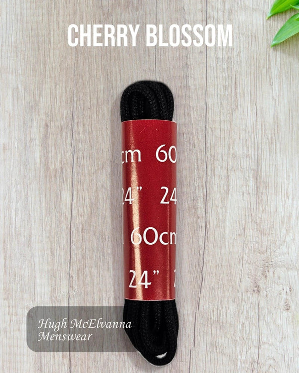 Cherry Blossom Black 60cm Round Laces - Hugh McElvanna Menswear