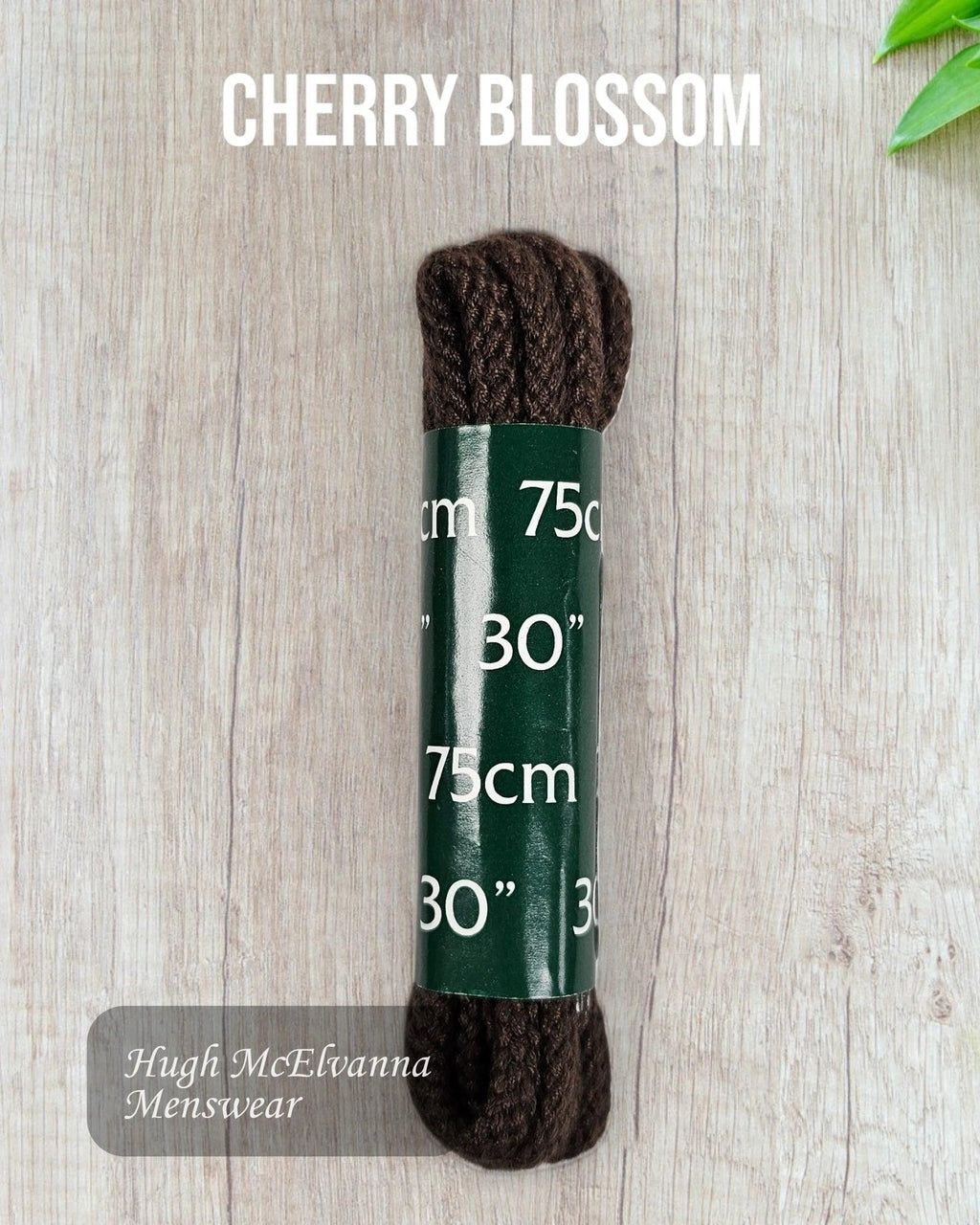Cherry Blossom Brown 75cm Cord Laces - Hugh McElvanna Menswear