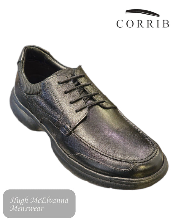 Corrib LOGAN Black Leather Casual Walking Shoe - Hugh McElvanna Menswear