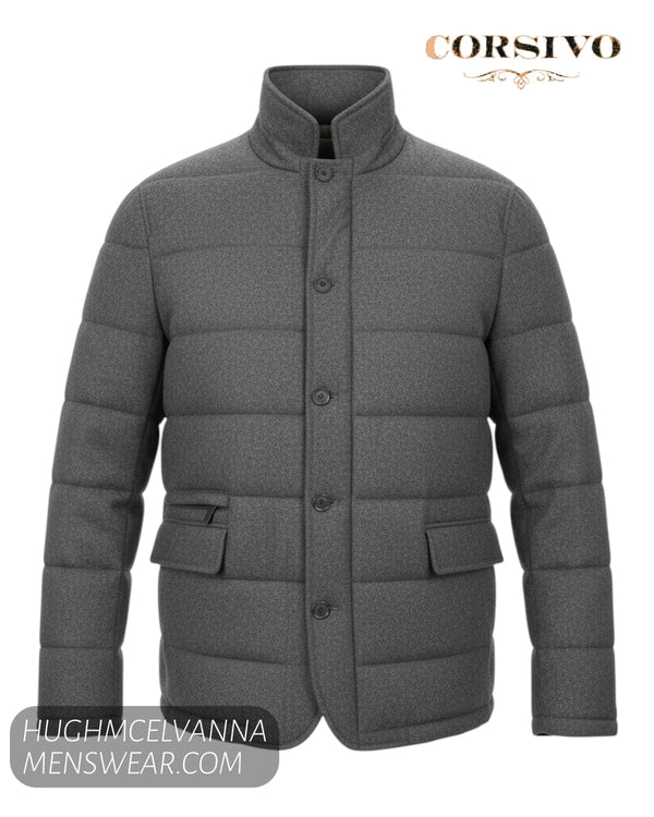 Corsivo Charcoal Grey Quilted Jacket D469429 - Hugh McElvanna Menswear - Coats