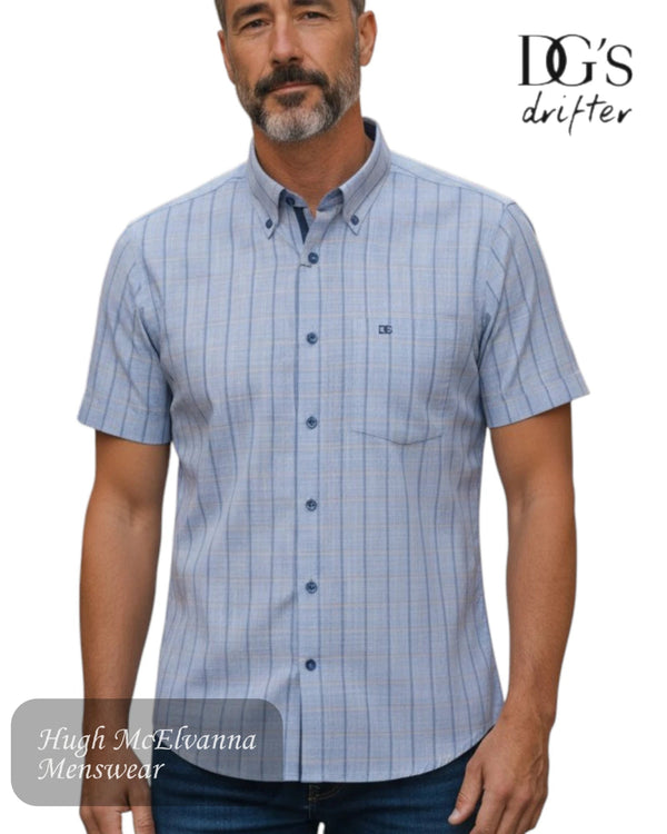 Daniel Grahame Blue Check Short Sleeve Shirt | 14150SS/21 - Hugh McElvanna Menswear