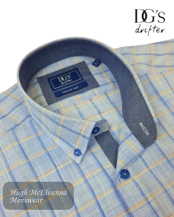 Daniel Grahame Blue Check Short Sleeve Shirt | 14150SS/21 - Hugh McElvanna Menswear
