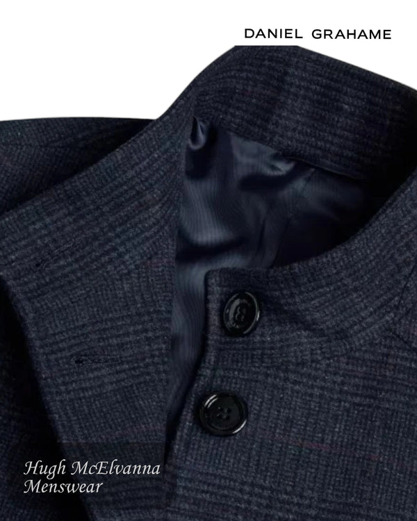 Daniel Grahame Navy Check Overcoat - Hugh McElvanna Menswear