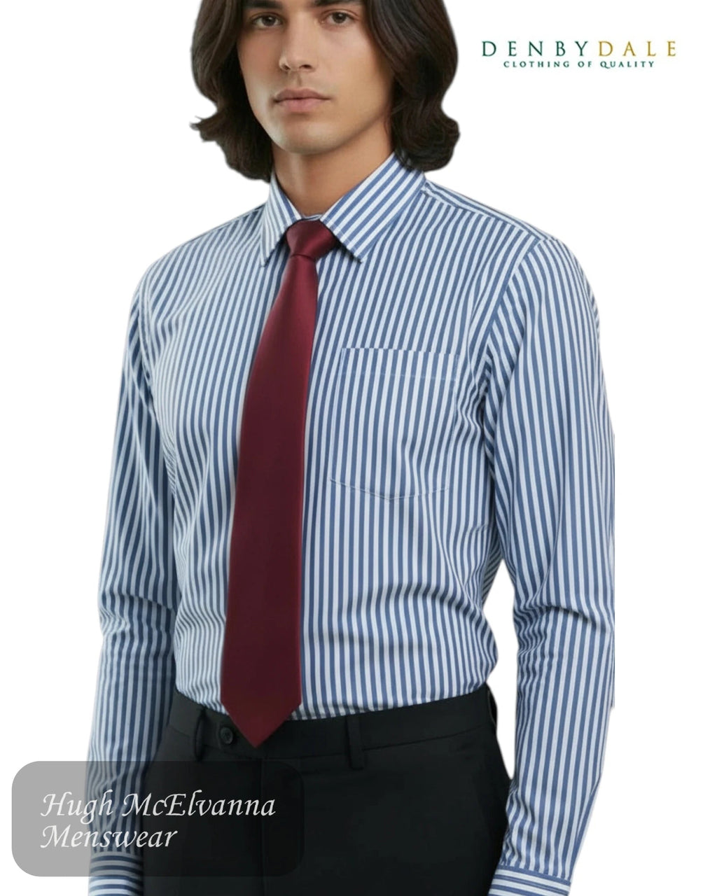 Denbydale Blue Stripe Shirt | M1KQ - Hugh McElvanna Menswear