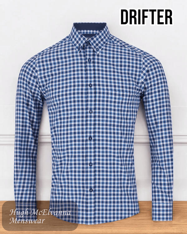 DG's Drifter Blue Check Shirt - 14656/22 - Hugh McElvanna Menswear