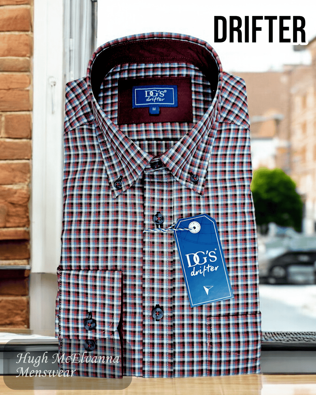 DGs Drifter Maroon Check Shirt - 14663/67 - Hugh McElvanna Menswear