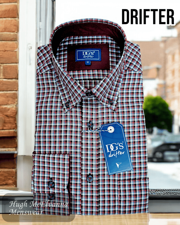 DGs Drifter Maroon Check Shirt - 14663/67 - Hugh McElvanna Menswear