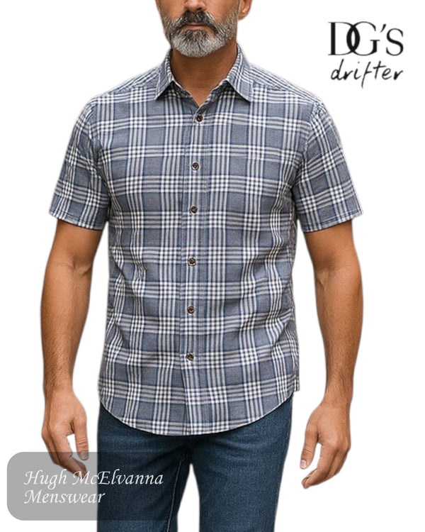 DG's Drifter Men's Stone Check Short Sleeve Shirt - 14727/92 - Hugh McElvanna Menswear