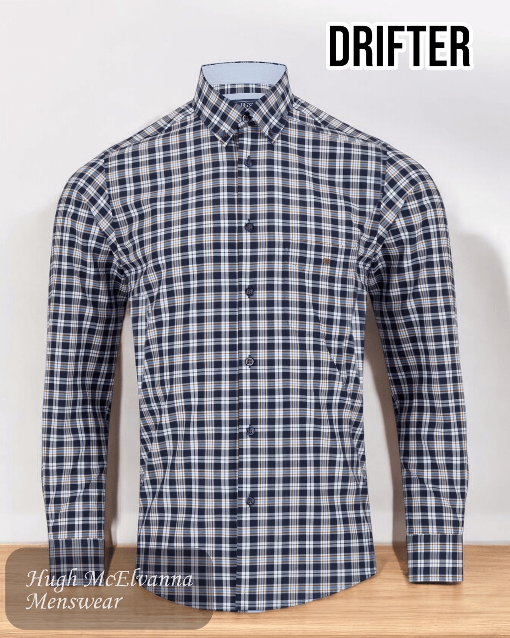 DGs Drifter Navy Long Shirt 14475/29 - Hugh McElvanna Menswear