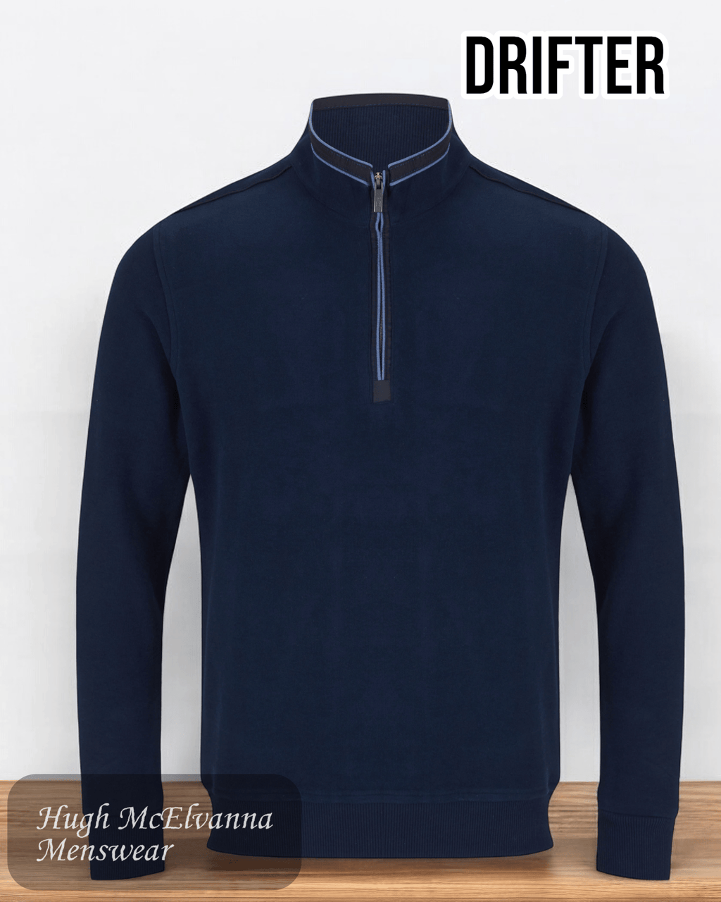 DGs DRIFTER Navy Quarter Zip Pullover (55184 - 78) - Hugh McElvanna Menswear