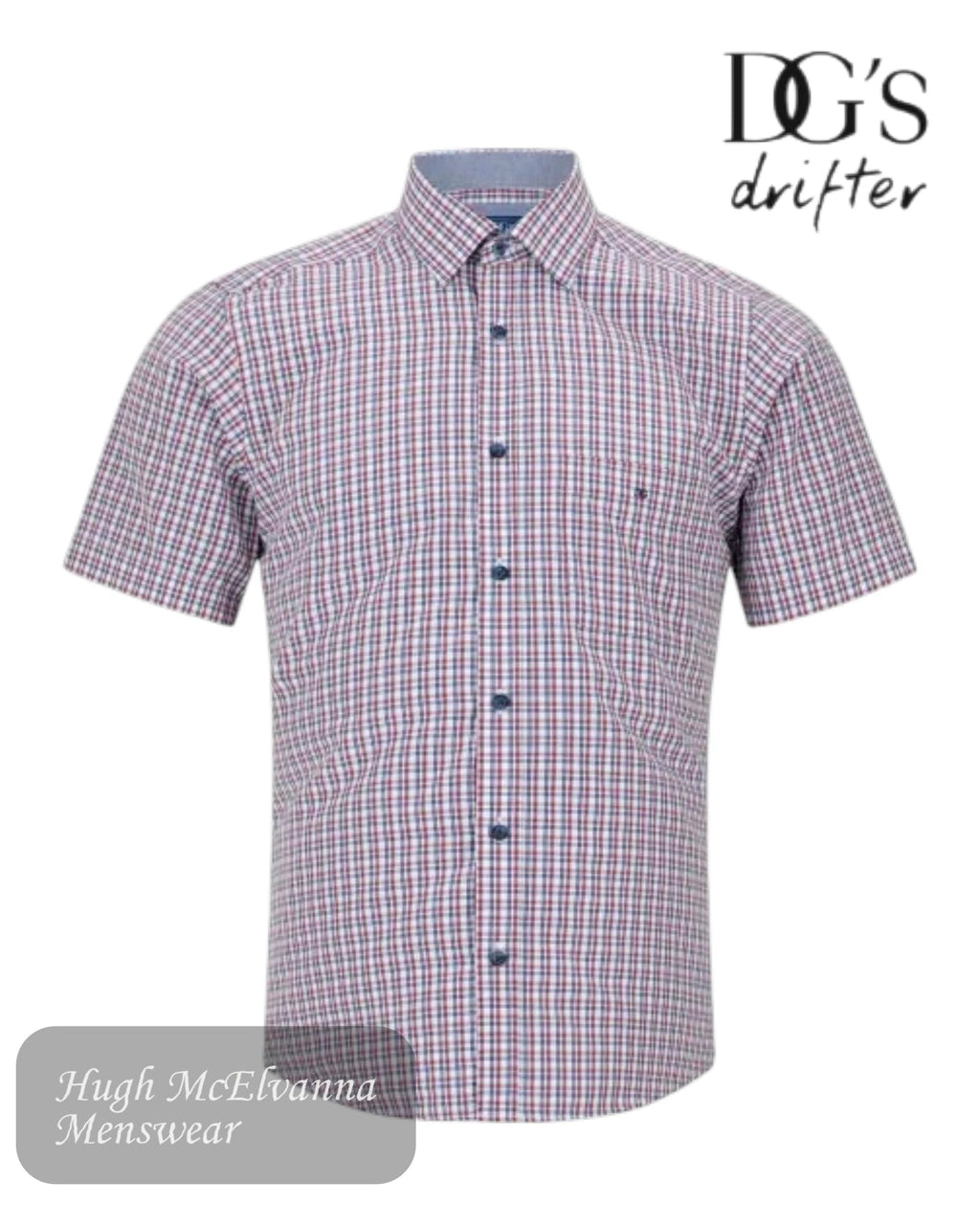 DG's Drifter Red Checked Short Sleeve Shirt | 14024SS/66 - Hugh McElvanna Menswear
