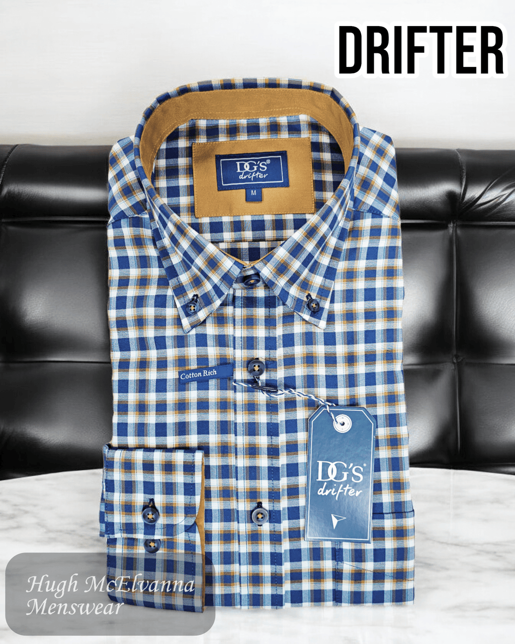 DGs Drifter Tan Long Shirt 14656/46 - Hugh McElvanna Menswear