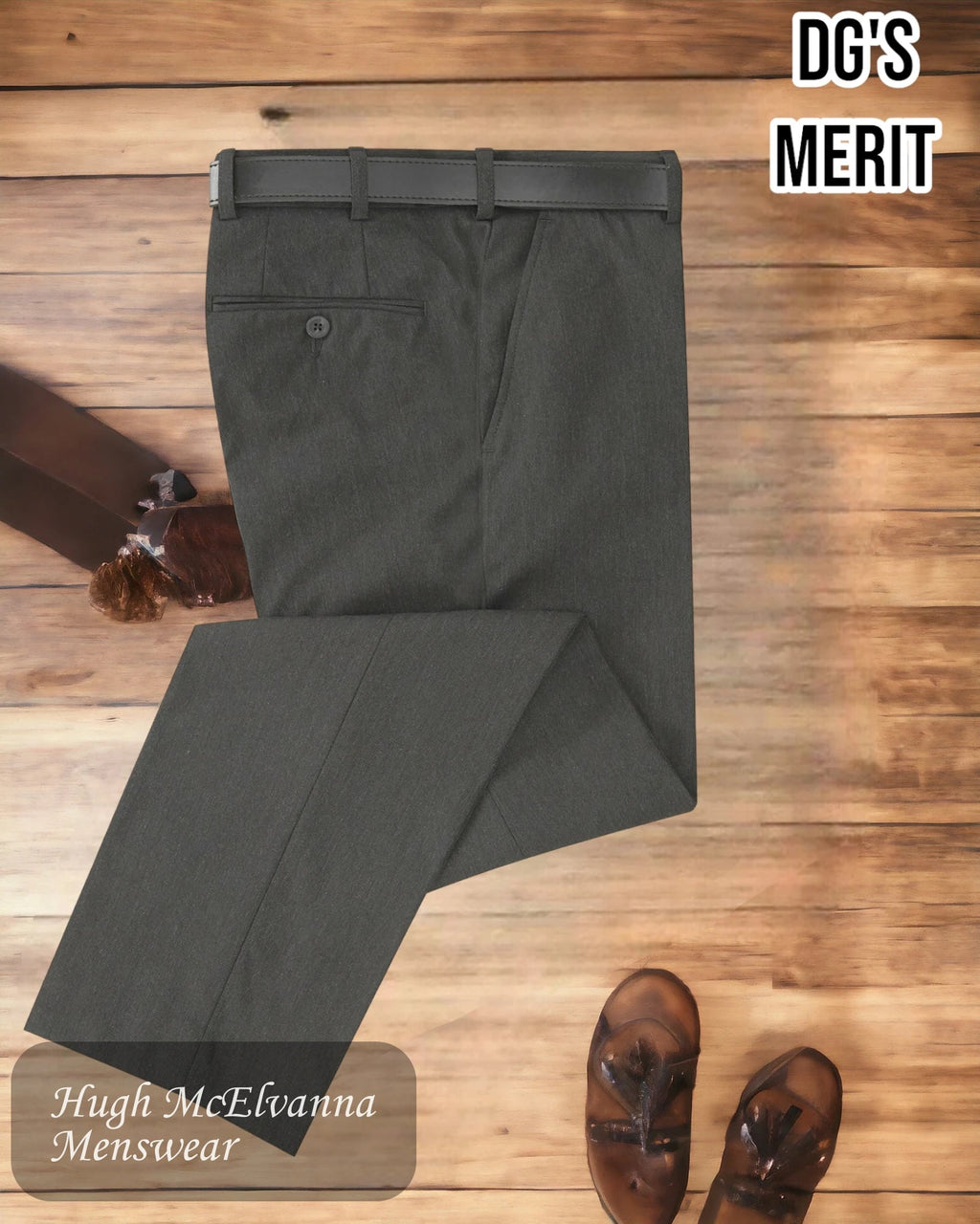 DGs Merit CHARCOAL Stretch Trouser 71686/08 - Hugh McElvanna Menswear