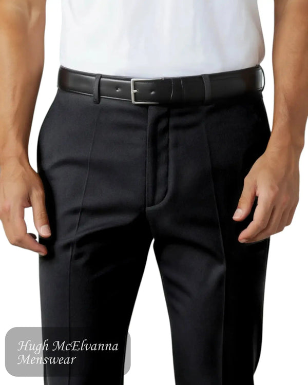 DGs Prestige BLACK Stretch Waist Wool Trouser 70483/00 - Hugh McElvanna Menswear