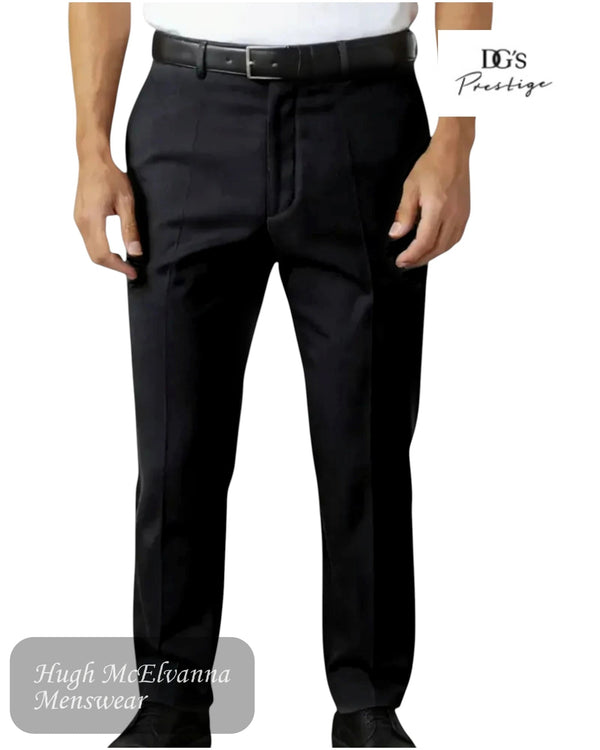 DGs Prestige BLACK Stretch Waist Wool Trouser 70483/00 - Hugh McElvanna Menswear