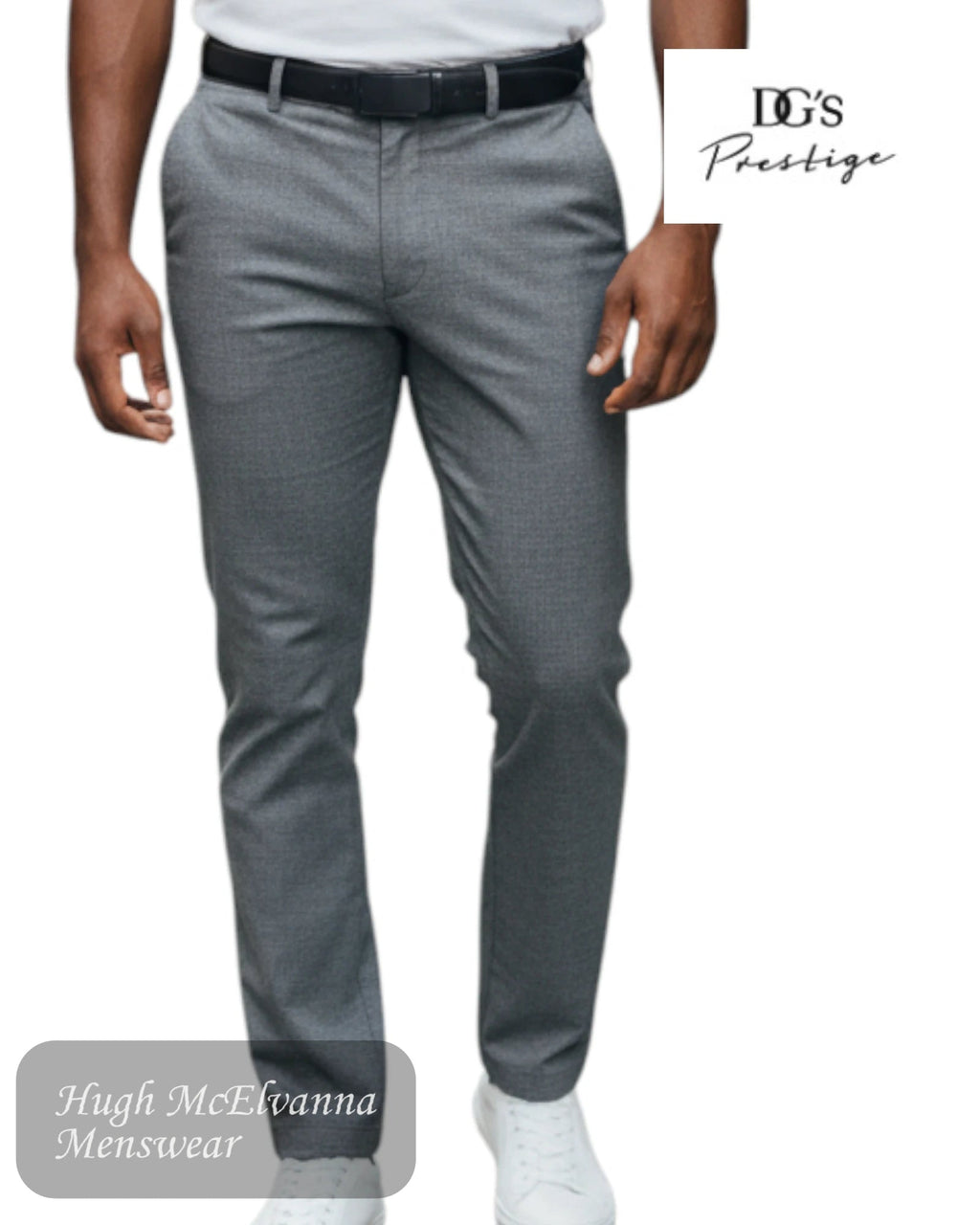 DGs Prestige MID GREY Stretch Waist Wool Trouser 70483/06 - Hugh McElvanna Menswear