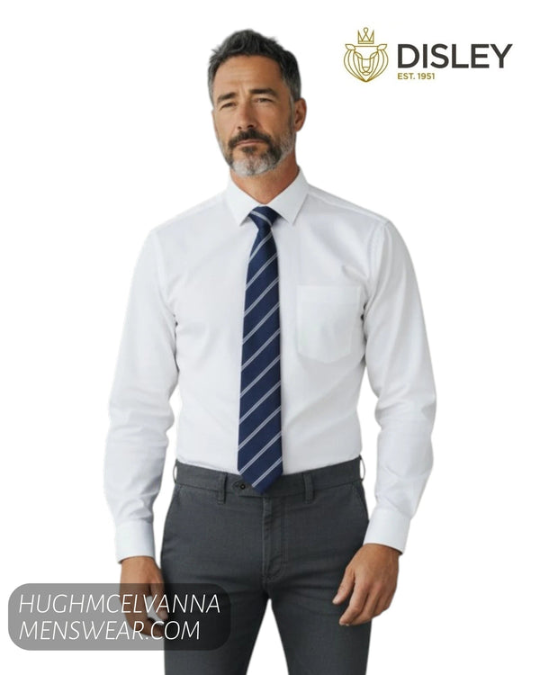 Disley Men’s White Long Sleeve Corporate Shirt – Style C896/1 - Hugh McElvanna Menswear